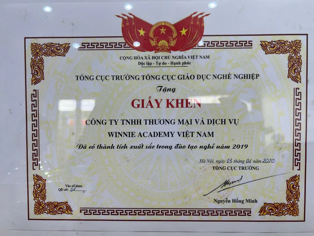 2019 · Giấy khen · Thành tích xuất sắc trong đào tạo nghề năm 2019